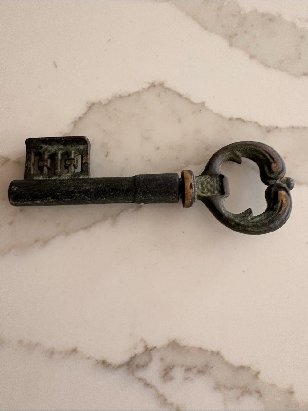 Antique-Style Decorative Brass Skeleton Key bottle opener and corkscrew